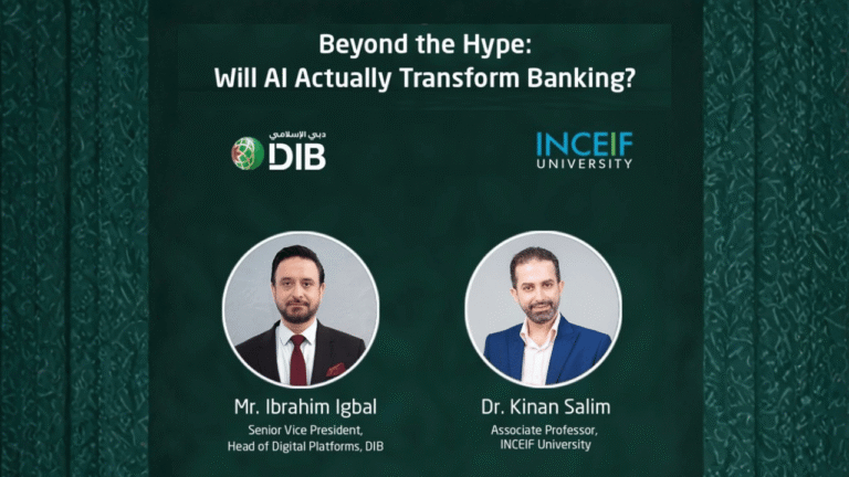 Beyond the Hype: Will AI Actually Transform Banking webinar hosted by INCEIF University in collaboration with Dubai Islamic Bank discussing AI, digital banking and Islamic finance innovation.