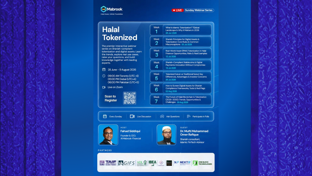 Halal Tokenized Webinar Series covering Shariah-compliant digital assets and blockchain in Islamic finance