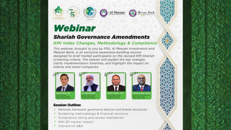 Webinar on revised KMI Shariah Screening Criteria and compliance requirements in Pakistan.