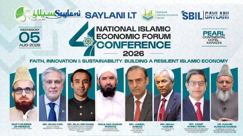 Promotional image for the 4th National Islamic Economic Forum Conference 2026 in Karachi.
