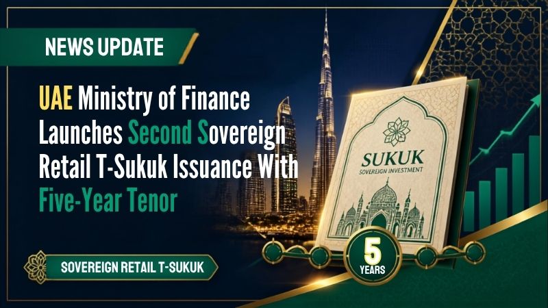 dvIllustrative UAE financial market scene representing the second Sovereign Retail T-Sukuk issuance, with Islamic finance and sukuk elements.dvc